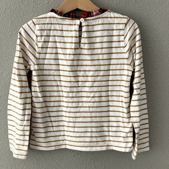 Crewcuts Stripes & Plaid Holiday Outfit - Ruffle Collar Top, Leggings - 4/5 - Picture 6 of 13